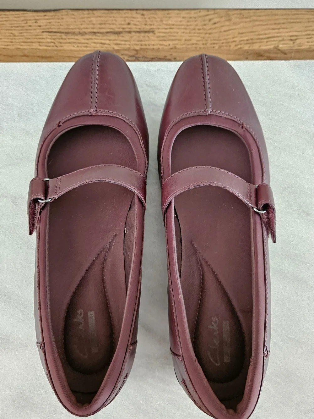 Clarks Women's Mary Jane Flats in Burgundy - Picture 6 of 12